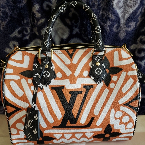 LOUIS VUITTON Crafty Speedy 25 Bandoulière Caramel Black Giant Monogram Bag New - Picture 6 of 17